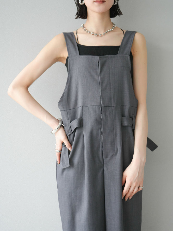 【預購】皮帶設計工裝褲/灰色