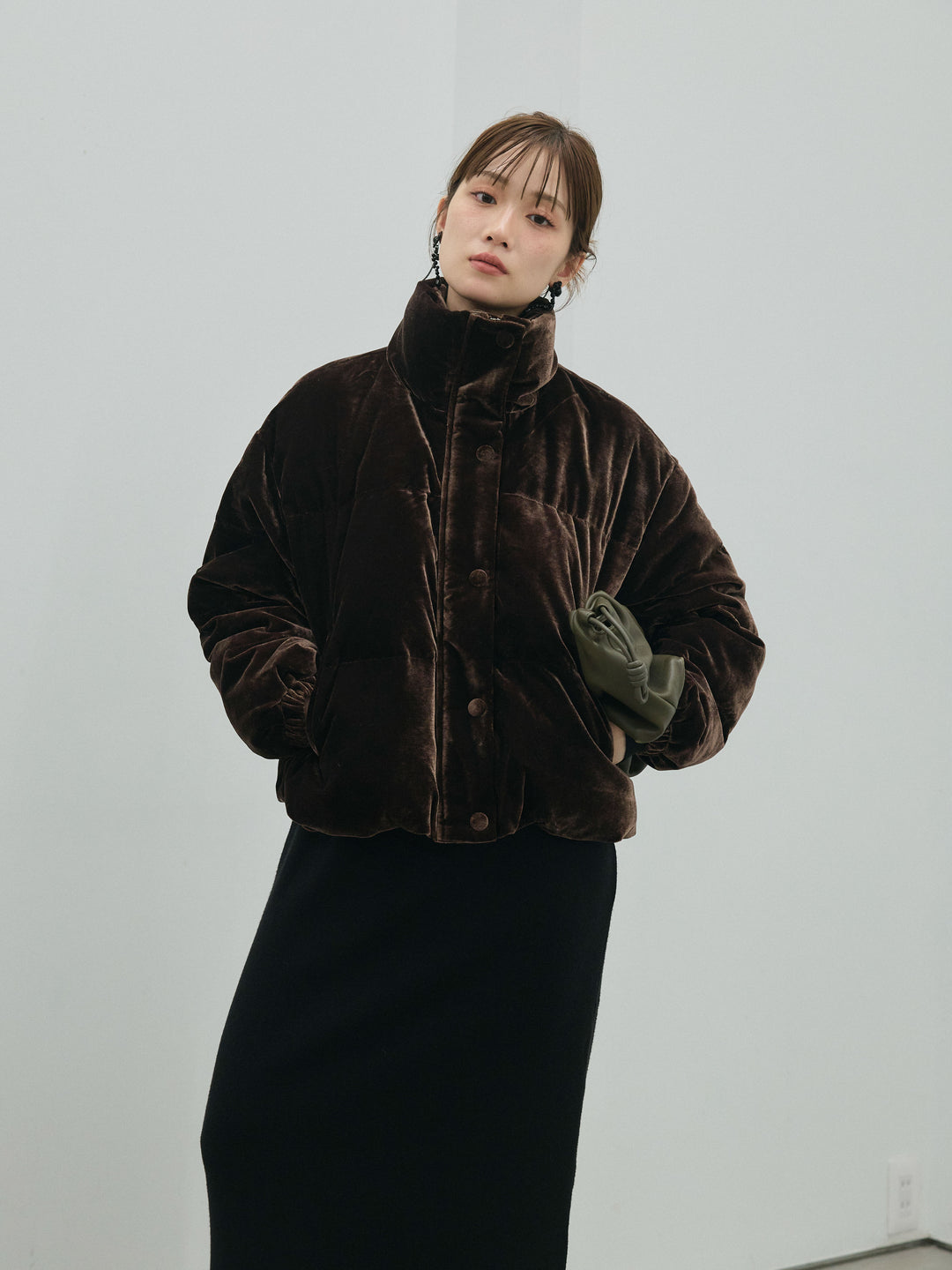 [予約]ベロアダウンジャケット/brown