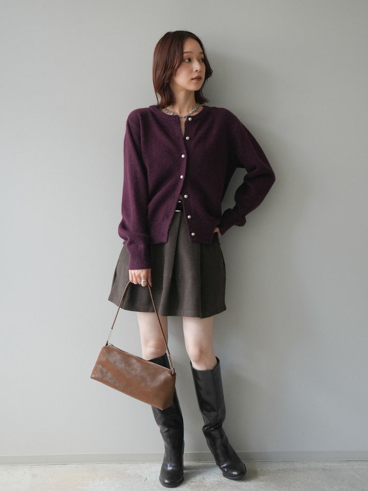 [予約]ベルト付きタックミニスカート/brown