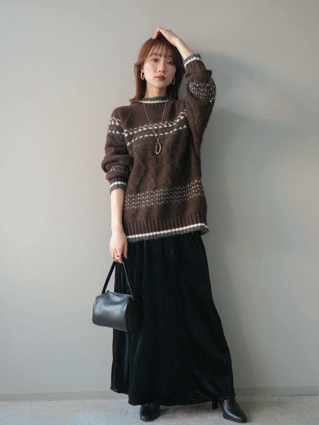 [予約]ワッシャーベロアプリーツスカート/black