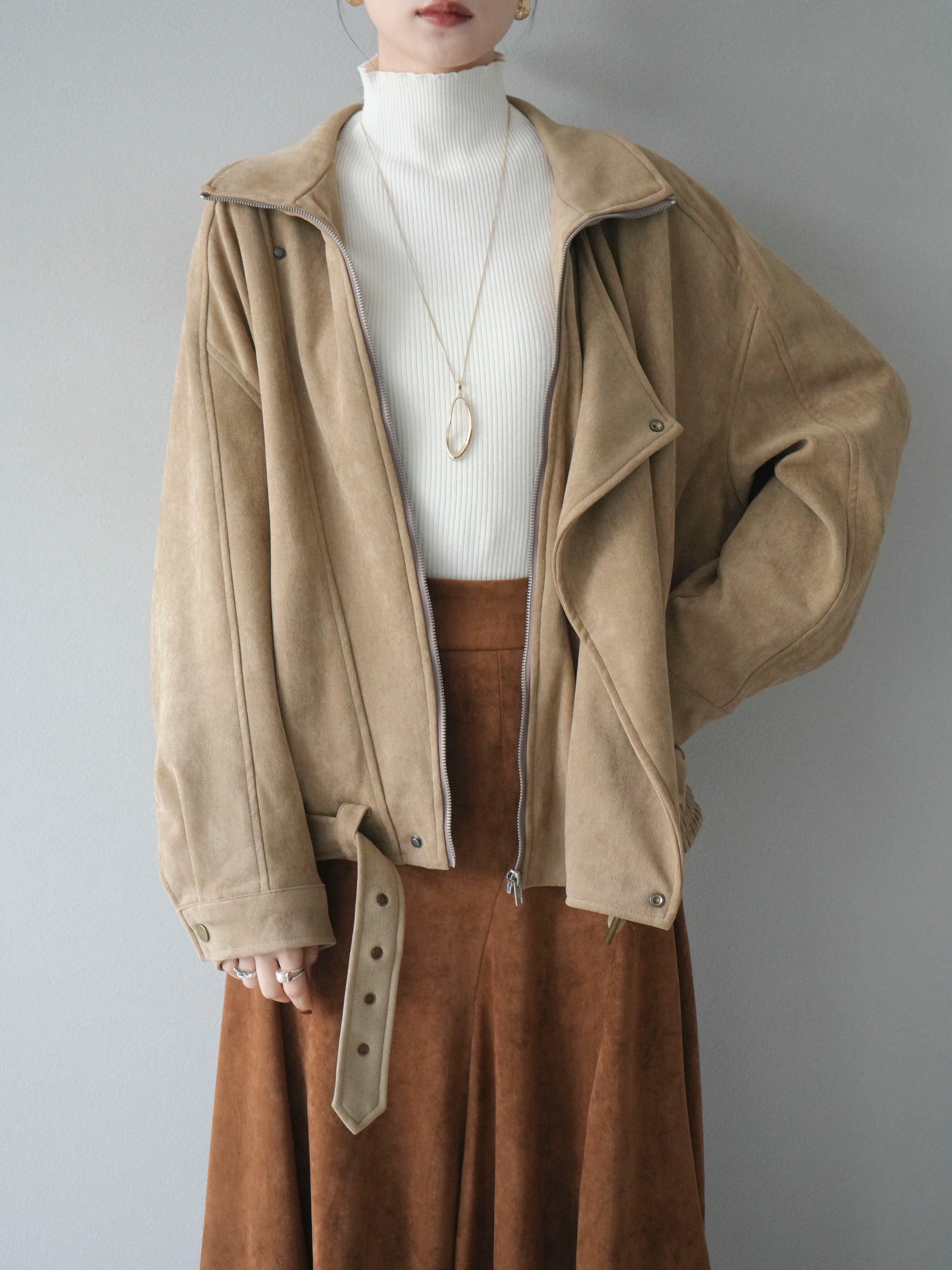 予約]スエードライダースミドルジャケット/beige – Lumier