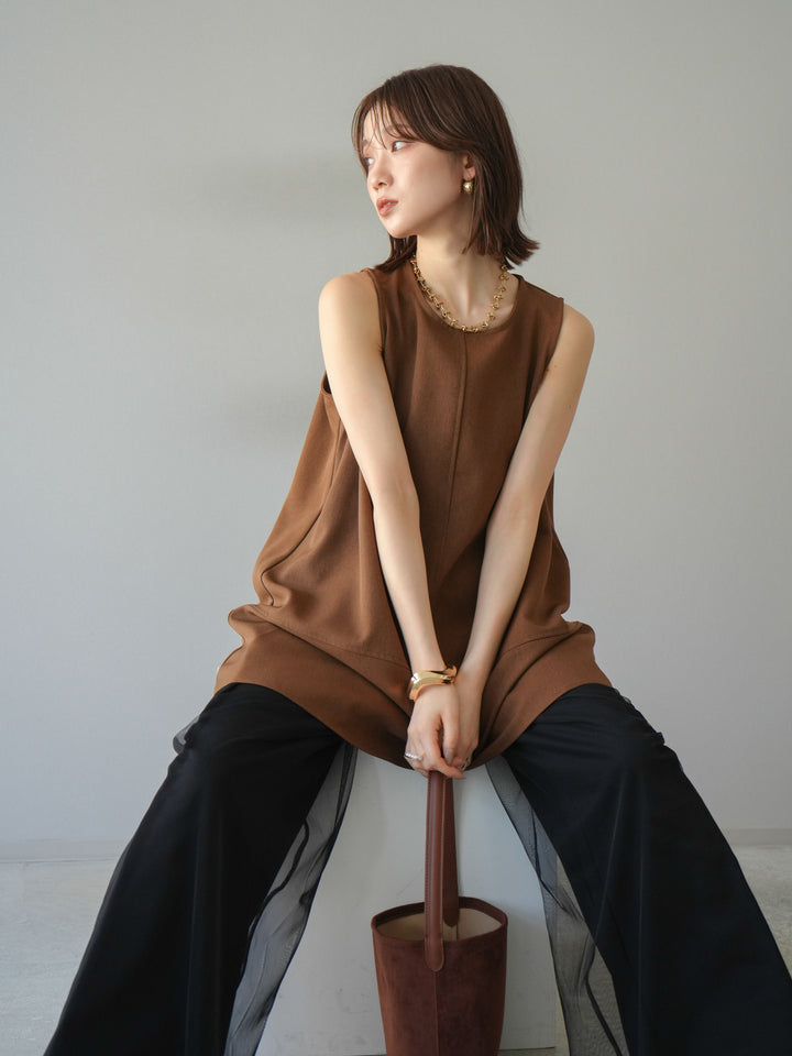 [予約]フレアノースリーチュニック/ブラウン
