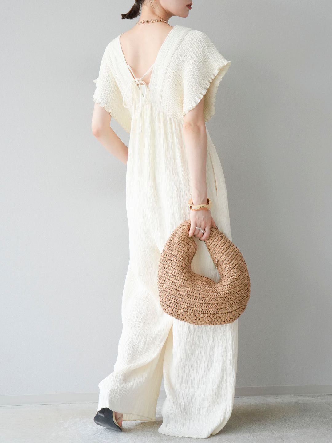 [SET]楊柳シャーリングサロペット+楊柳シャーリングサロペット(2set)