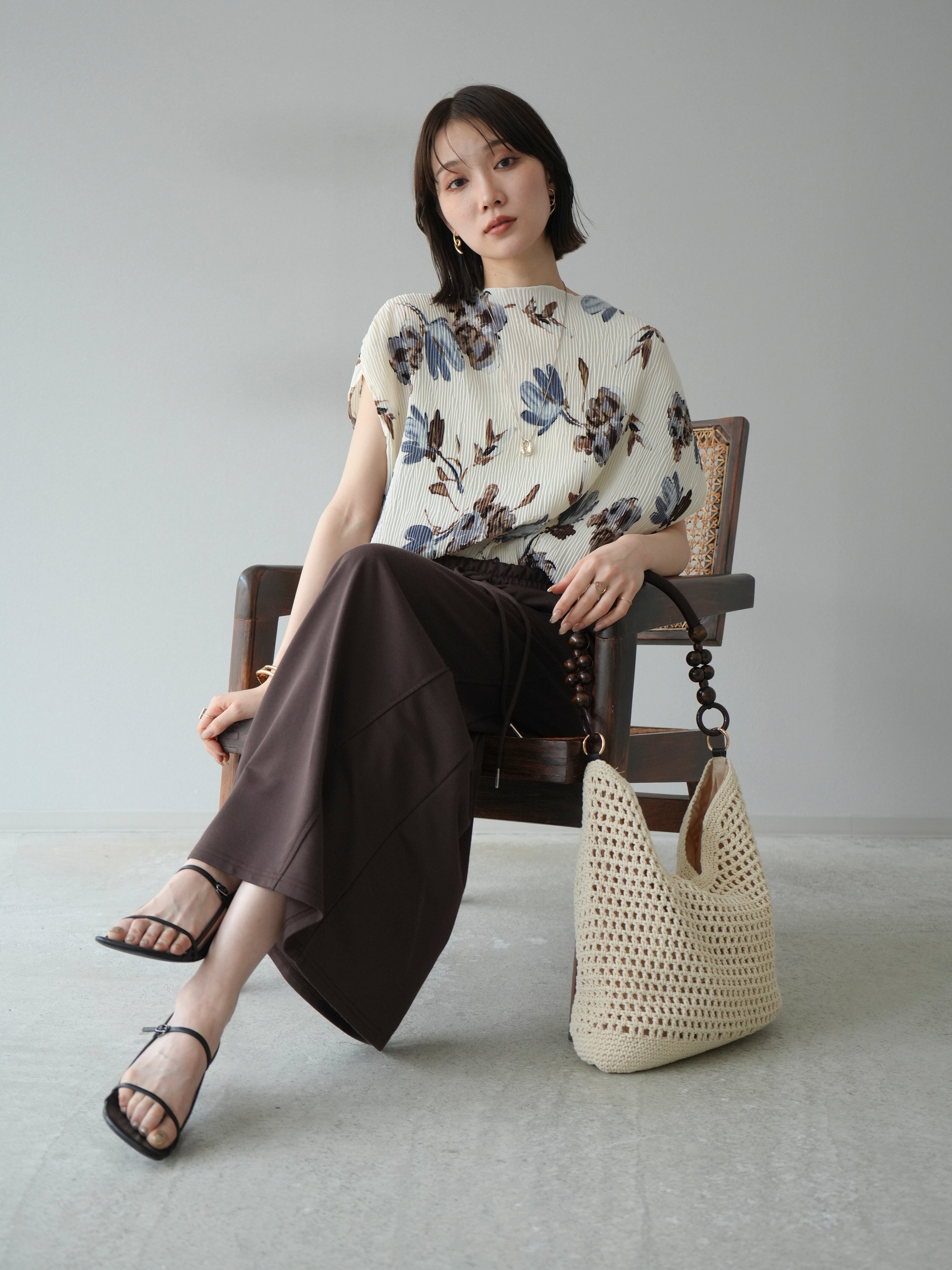 予約]ウッドビーズハンドルクロシェ編みBAG /アイボリー – Lumier