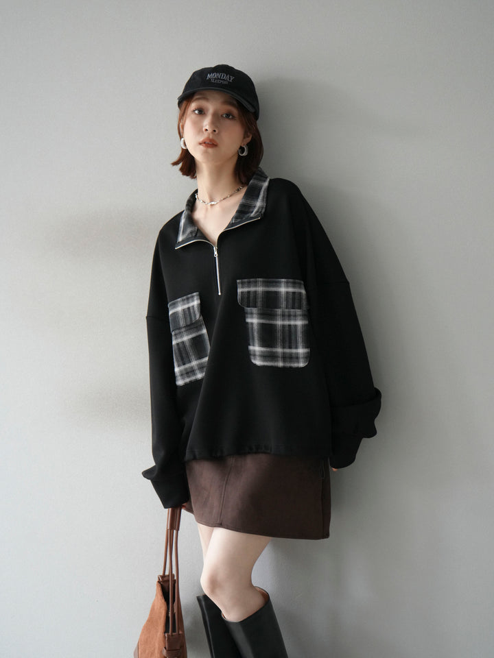 [予約]チェックポイントドロストポンチプルオーバー/ブラック