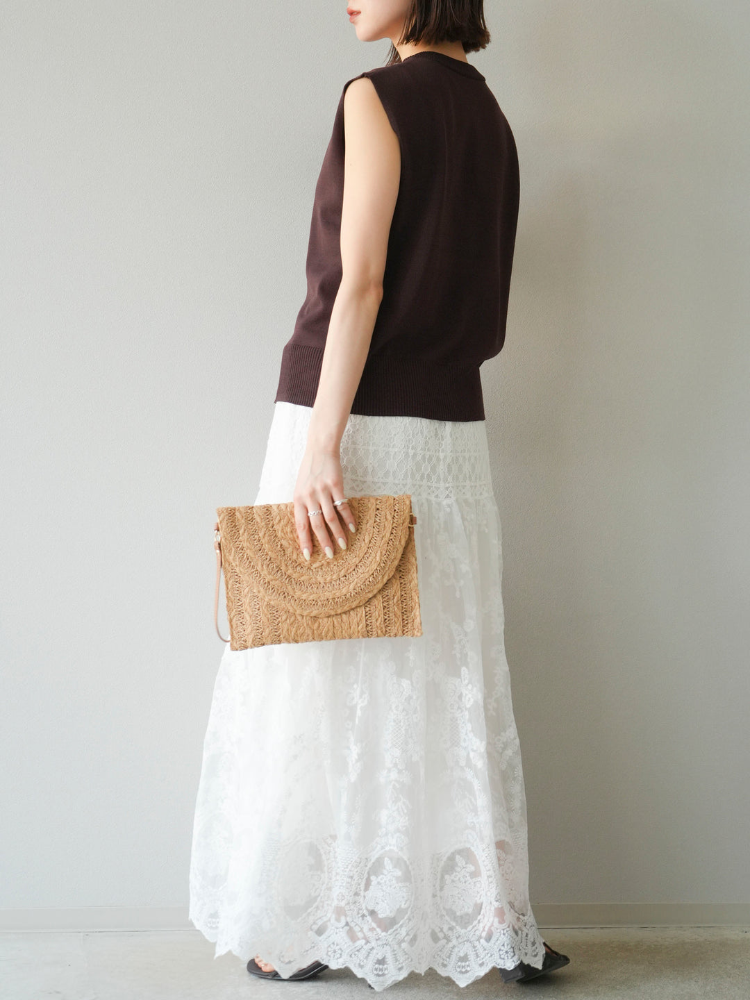 [予約]レースフレアスカート/ホワイト