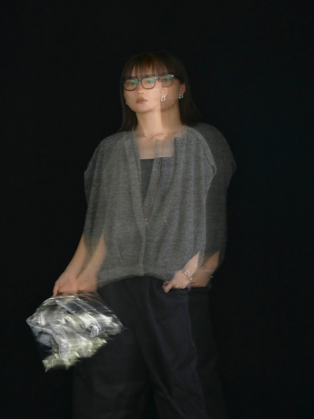 [予約]ウール混コクーンブルゾン/チャコール