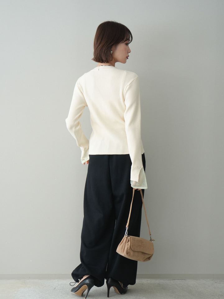 [予約]裾ドロストタックスウェットパンツ/black