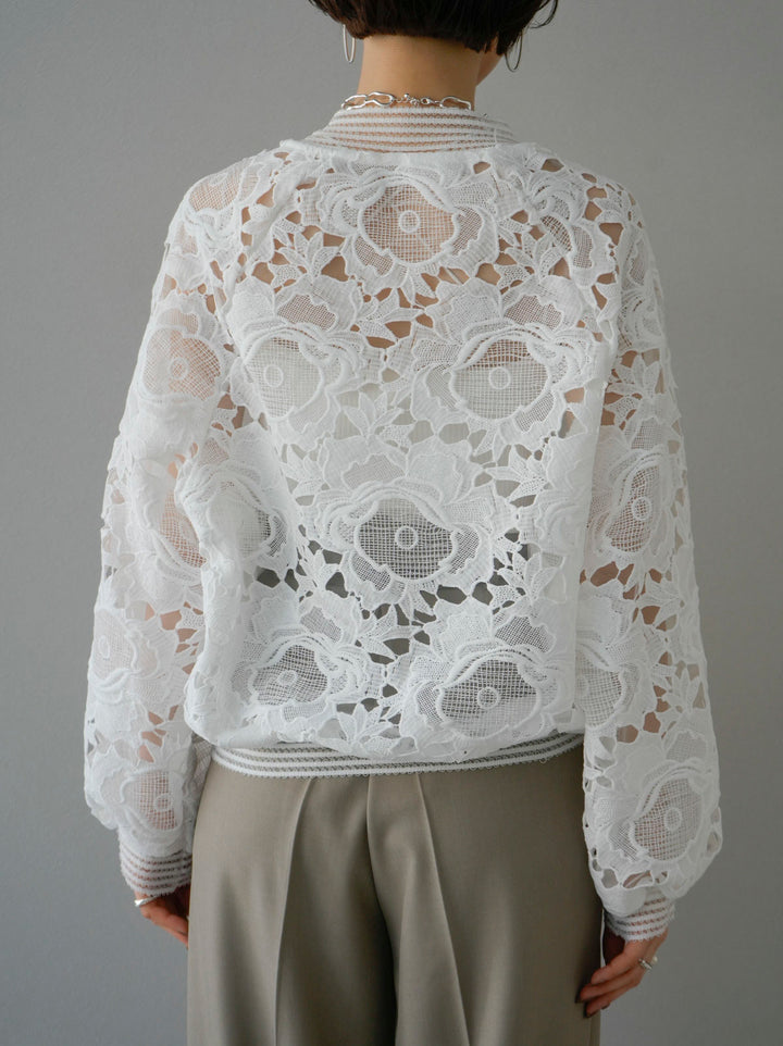 [Pre-order] All-lace blouson/white