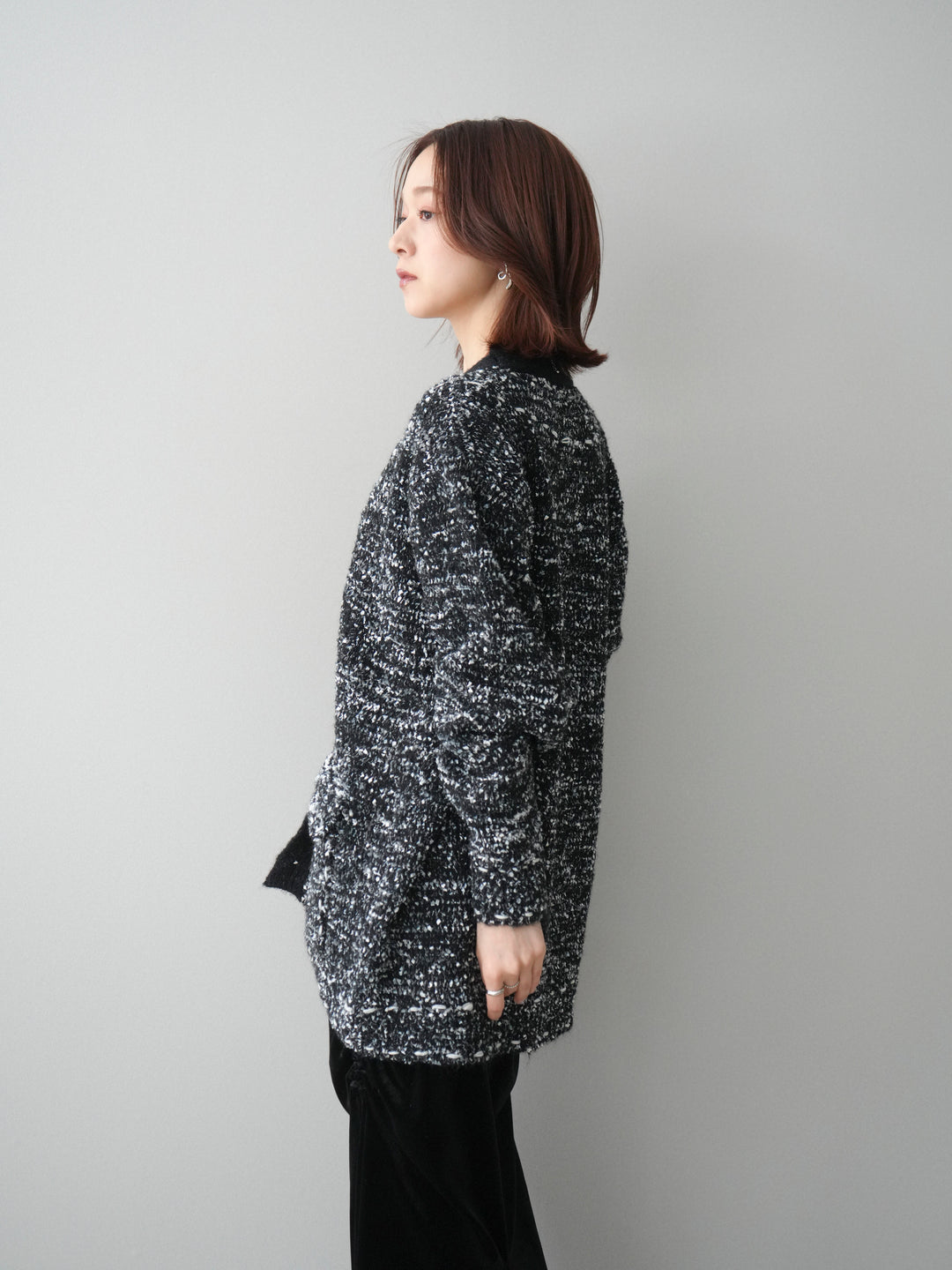 [SET]モールネップニットカーディガン+ギャザーベロアスカート(2set)