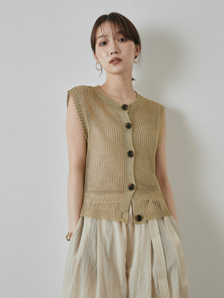 [預購] 細繩針織背心/金色