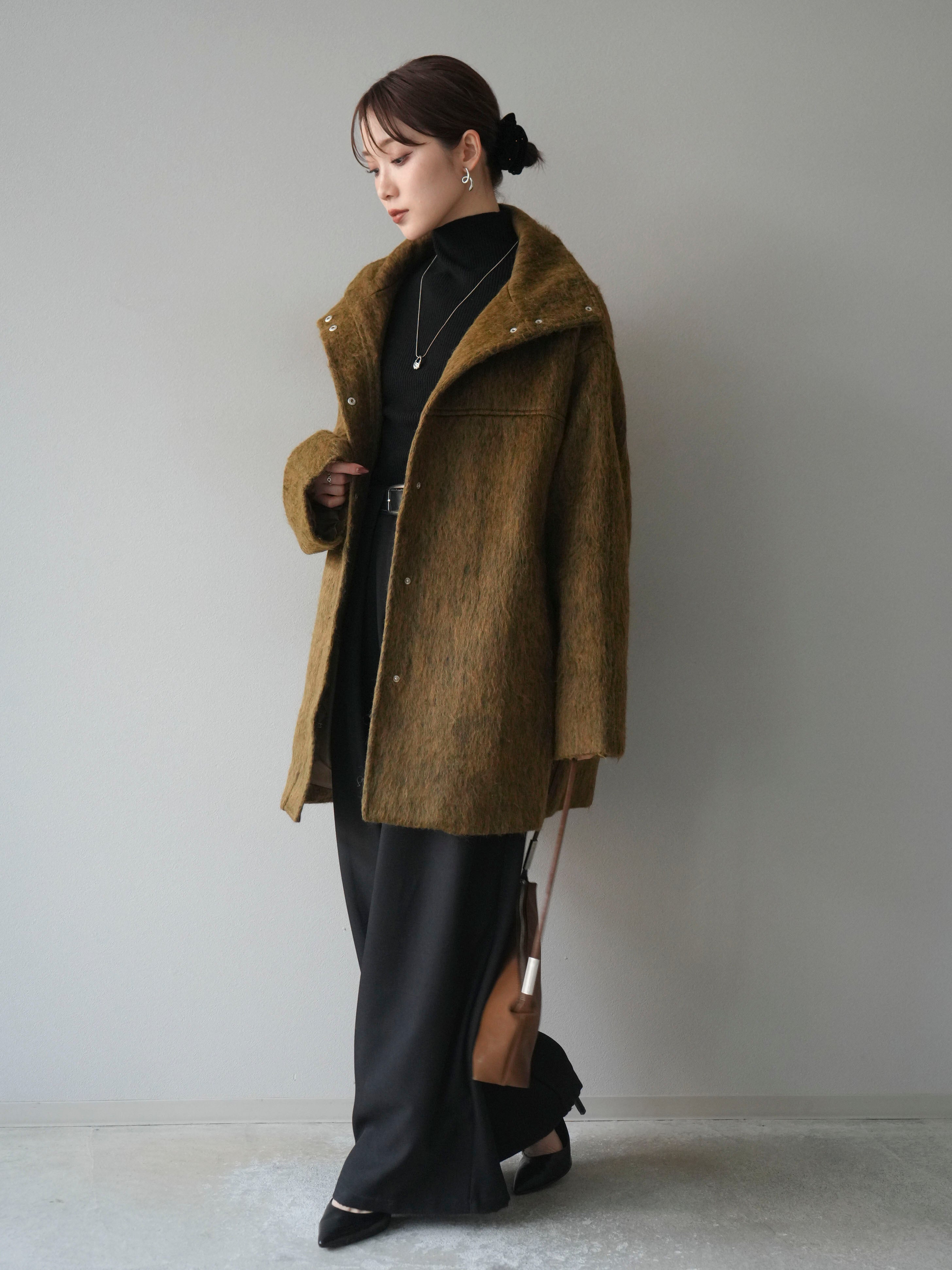 シャギースタンドカラーコート マスタード 予約]スタンドカラーシャギーコート/mustard – Lumier