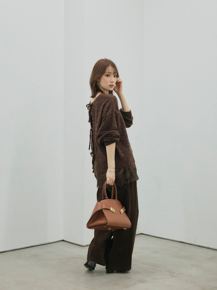 [予約]ボトルネックルーズニットワンピース/brown