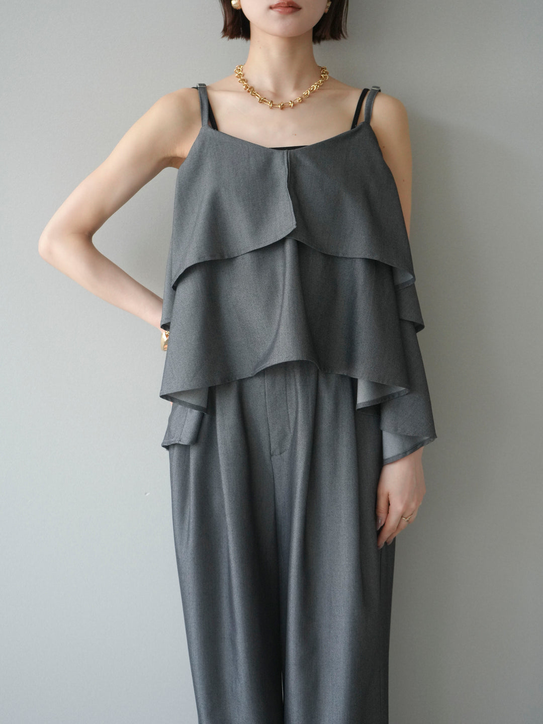 [予約]ティアードキャミソール/black