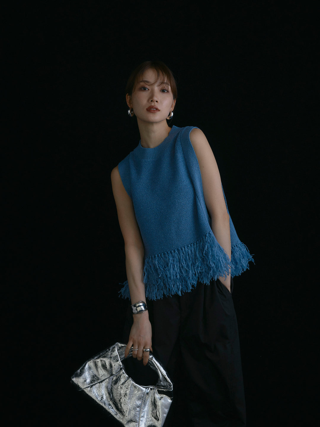 【Allure】[SET]フェザーヤーンニットベスト+フェザーヤーンニットベスト(2set)