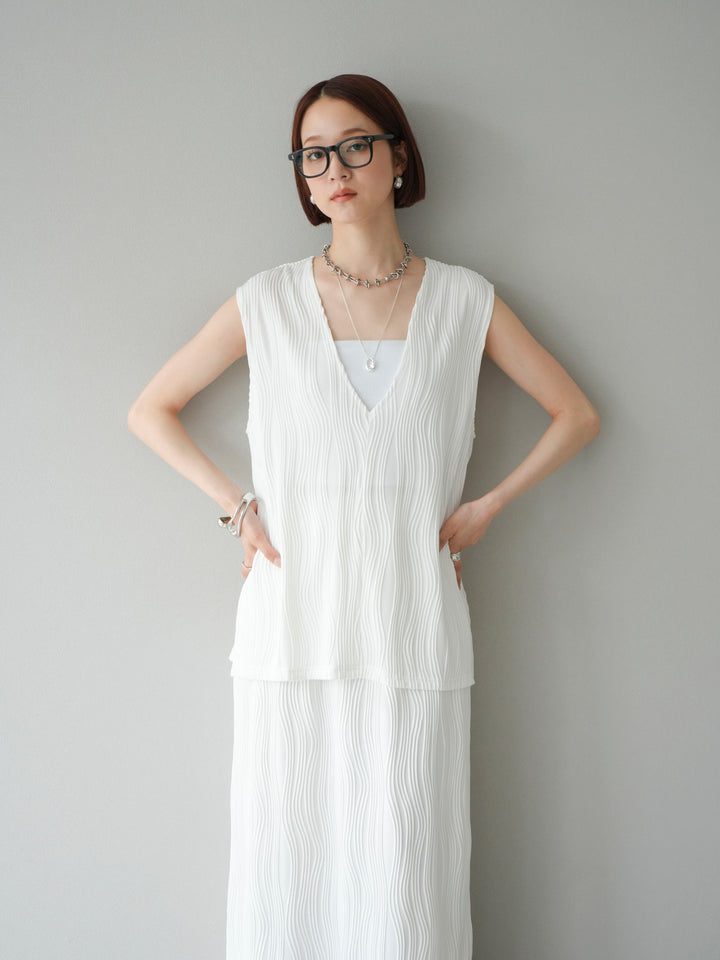 [SET] 波浪滾邊V領背心 + 波浪滾邊V領背心 (2套)