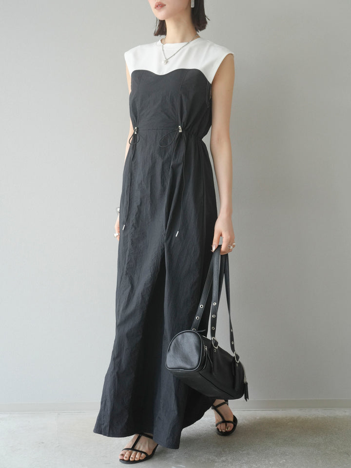 [SET] 剪裁對接尼龍洋裝 + 可選飾品套裝 (2 套)