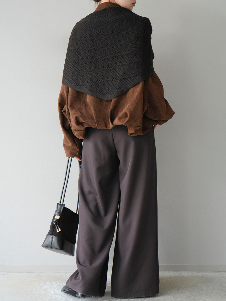 [SET] 麂皮外套+皮帶環設計寬褲（2套）