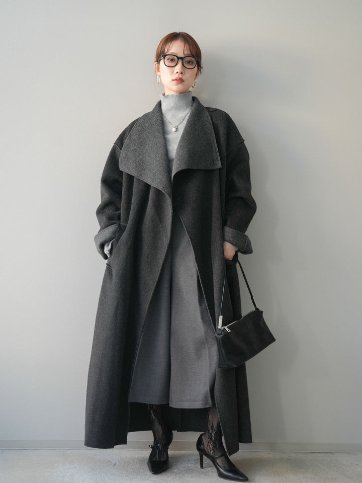 [SET]ベルト付ウールタッチミディアムパンツ+ベルト付ウールタッチミディアムパンツ(2set)