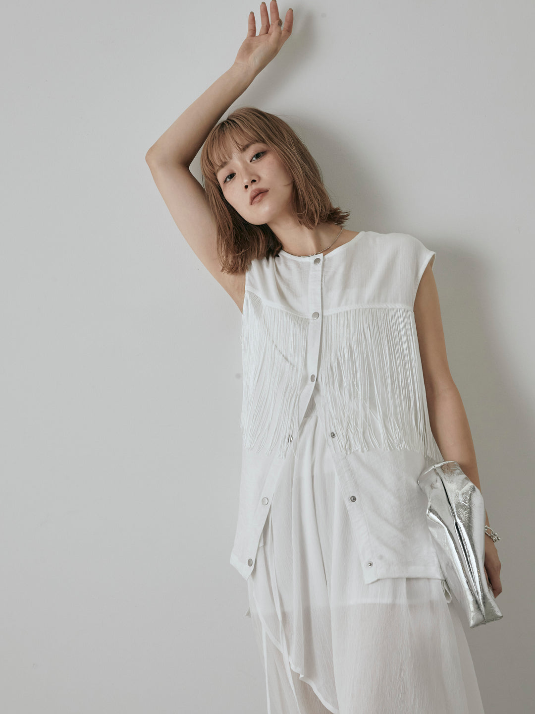 [予約]フリンジノースリブラウス/オフ