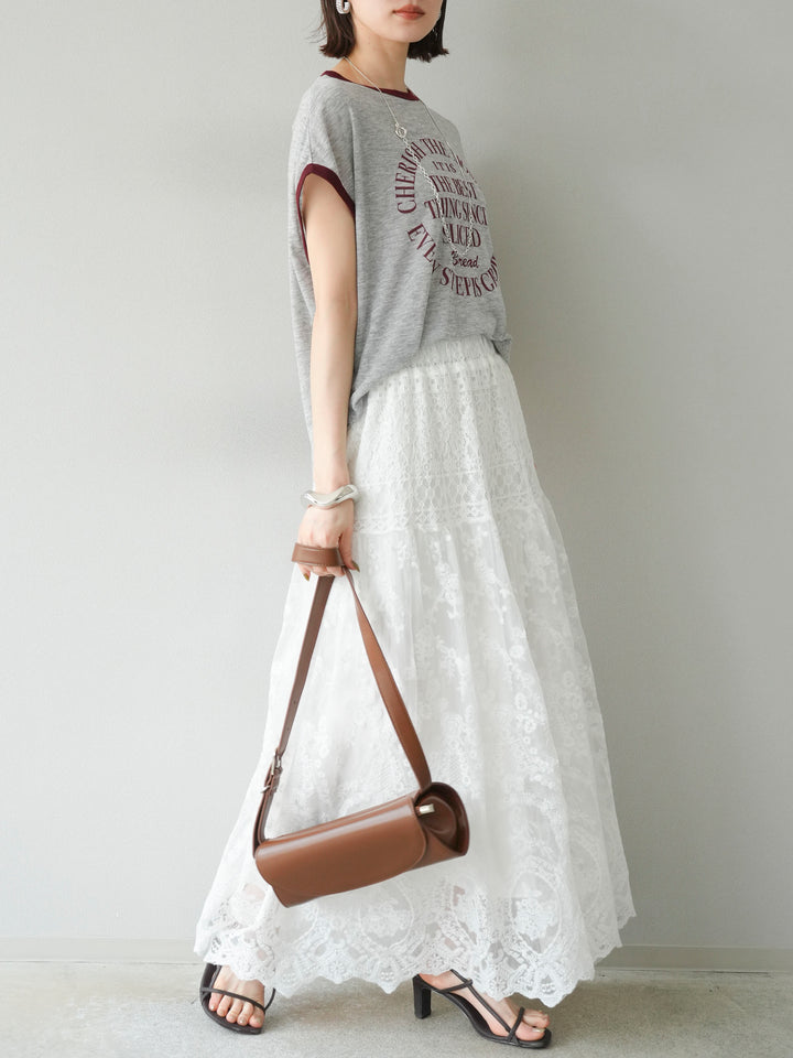 [予約]レースフレアスカート/ホワイト