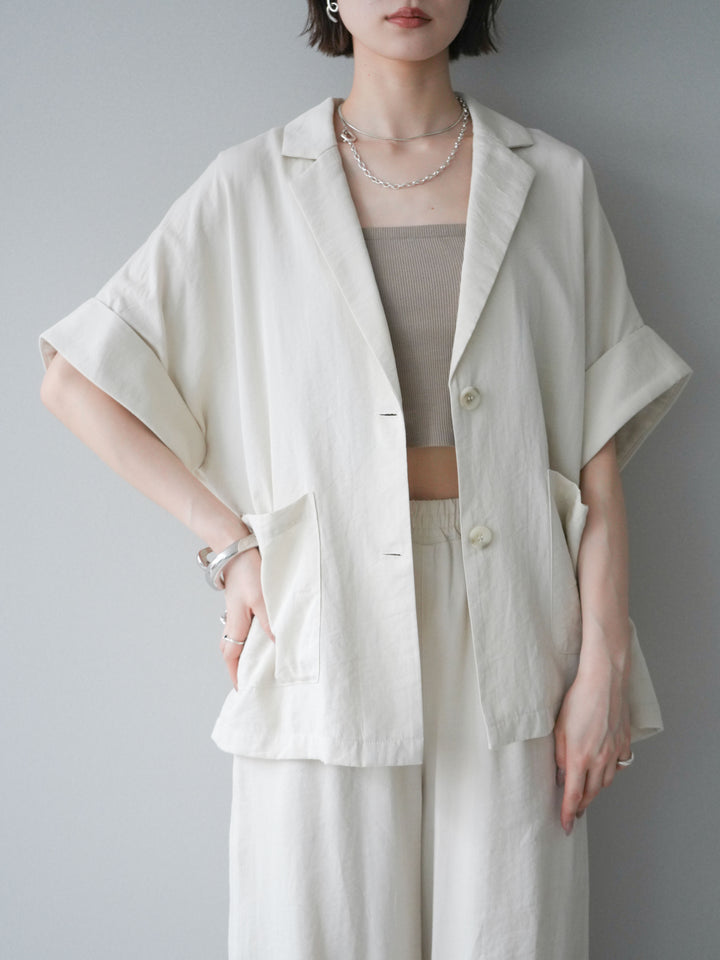 [SET]ハーフスリーブオーバージャケット+リラックスワイドパンツ(2set)