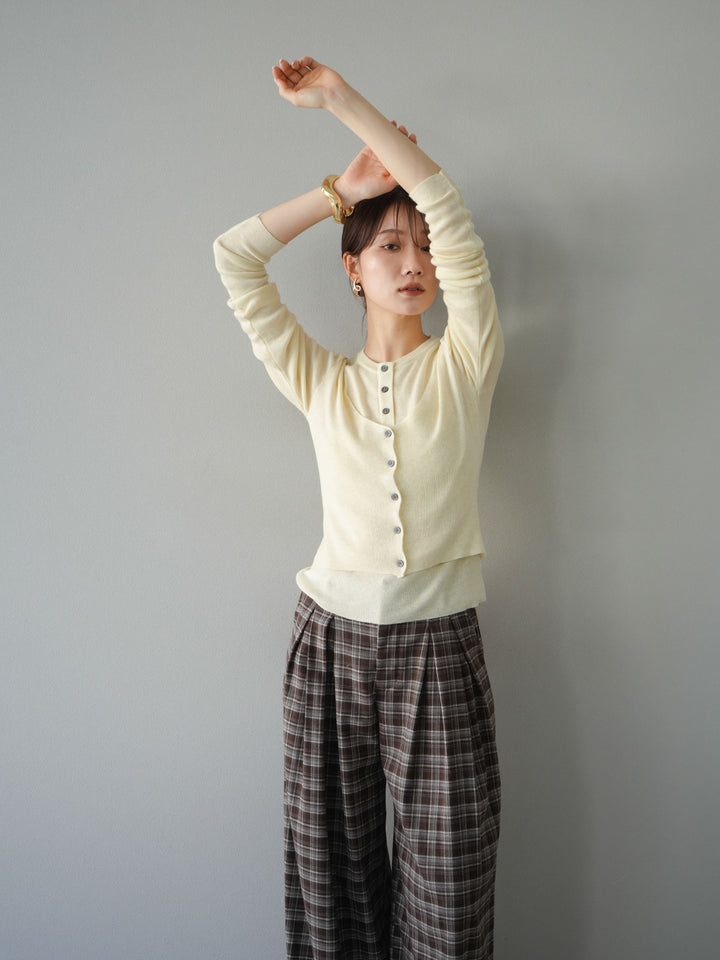 [予約]レイヤードデザインニットカーディガン/アイボリー