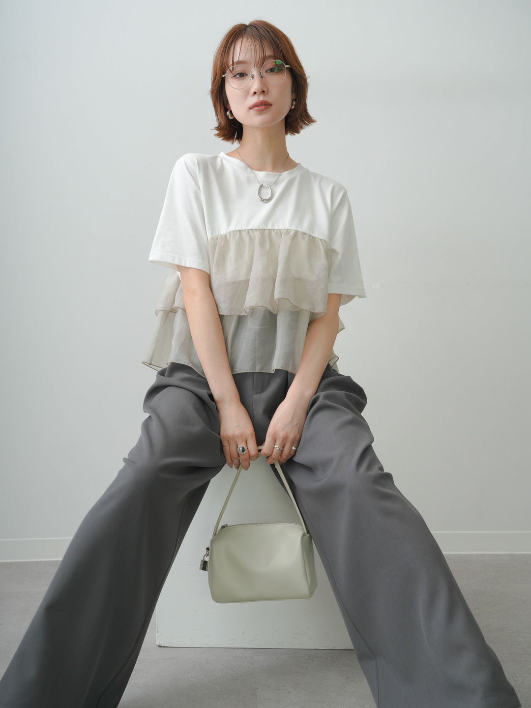 [SET]オーガンジーフリルドッキングTEE+選べるアクセセット(2set)