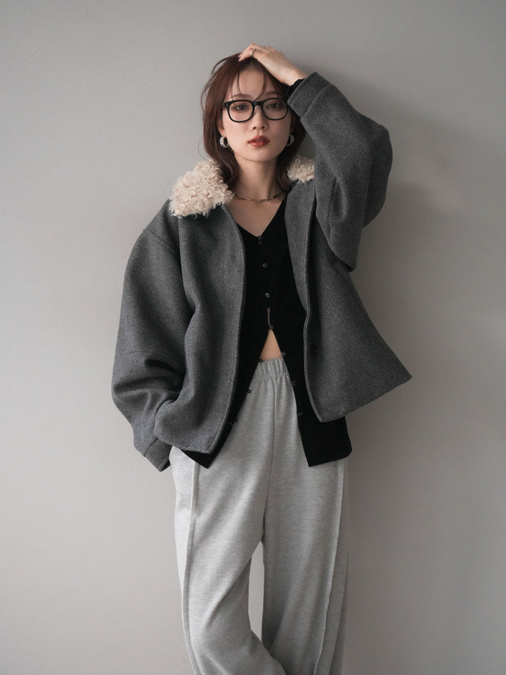[予約]ロービングボアえりブルゾン/charcoal