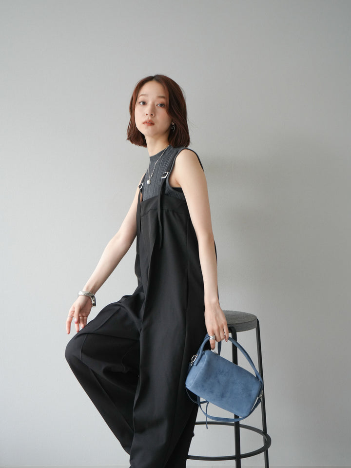 [予約]スリーブレスランダムリブニットトップス/グレー