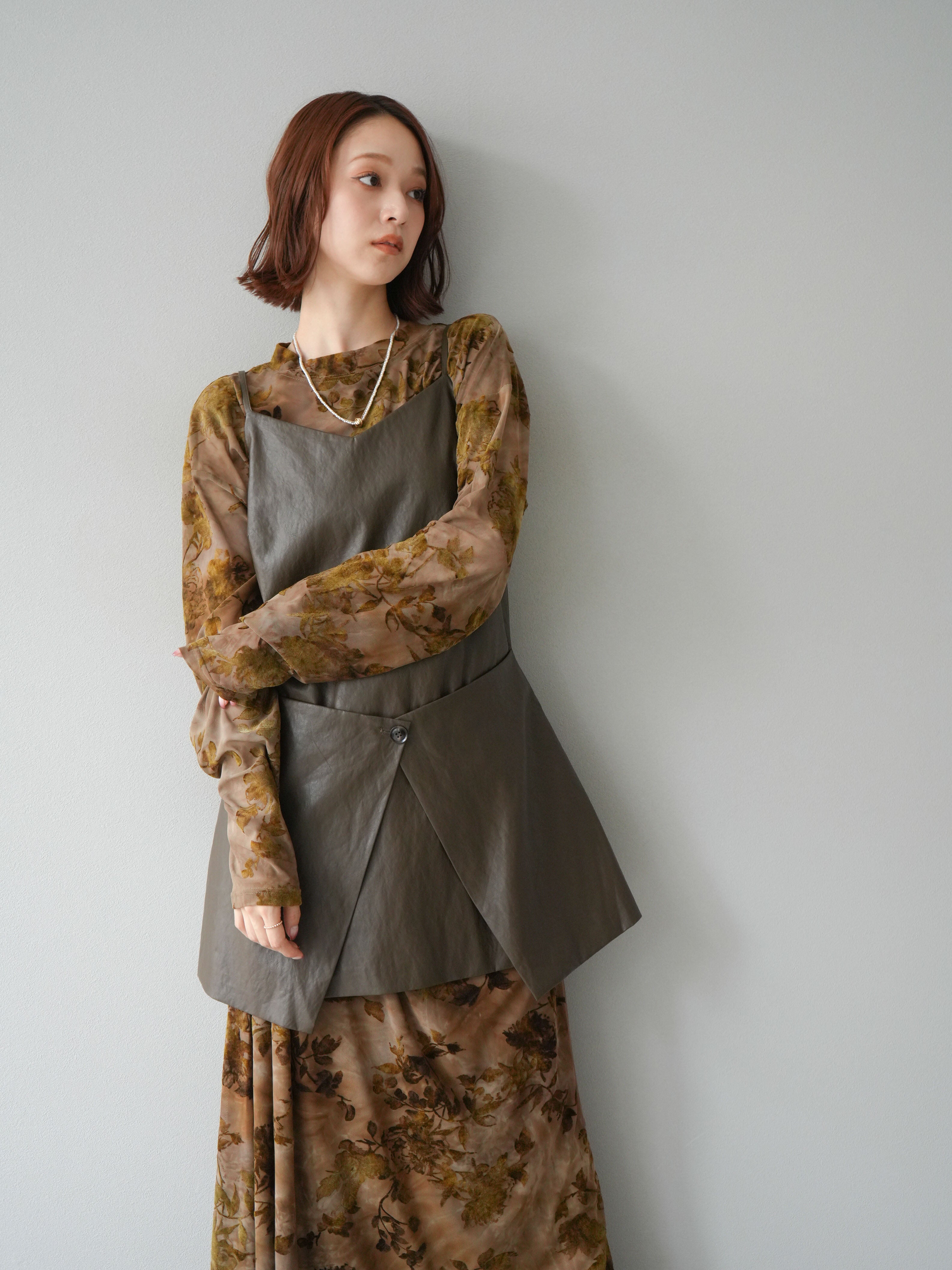 予約]レイヤードレザーキャミソールチュニック/ブラウン – Lumier