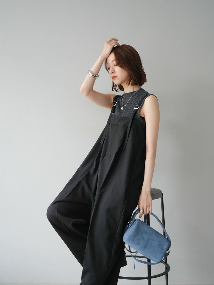 [予約]スリーブレスランダムリブニットトップス/グレー