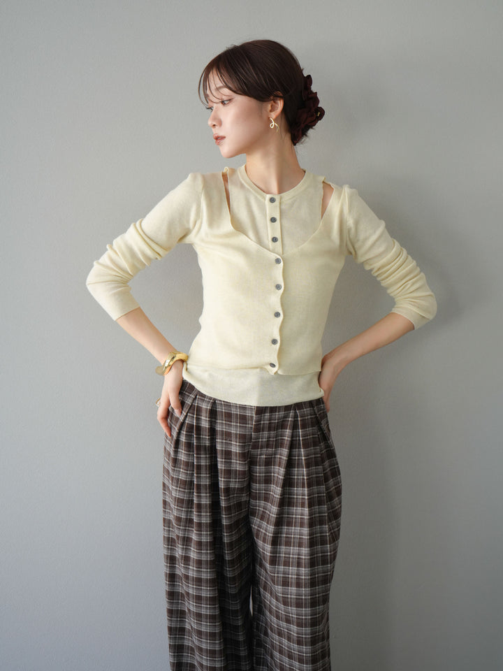 [予約]レイヤードデザインニットカーディガン/アイボリー