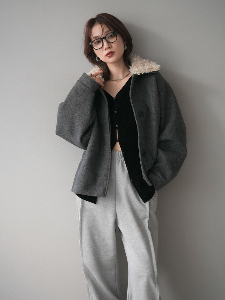 [予約]ロービングボアえりブルゾン/charcoal