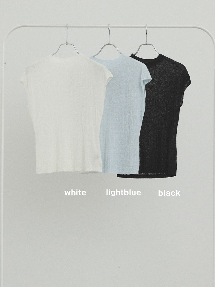 [SET]フレンチスリーブシアーニットトップス+ワッシャーサテンレイヤードスカートパンツ(2set)