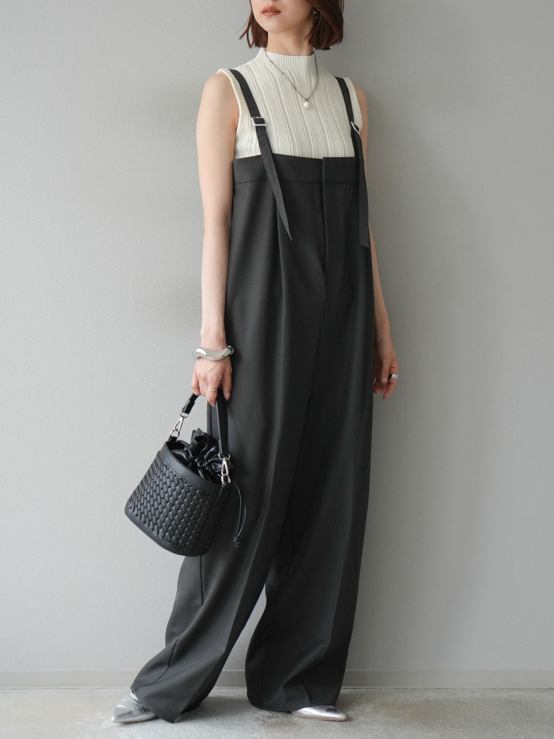 [予約]スリーブレスランダムリブニットトップス/アイボリー