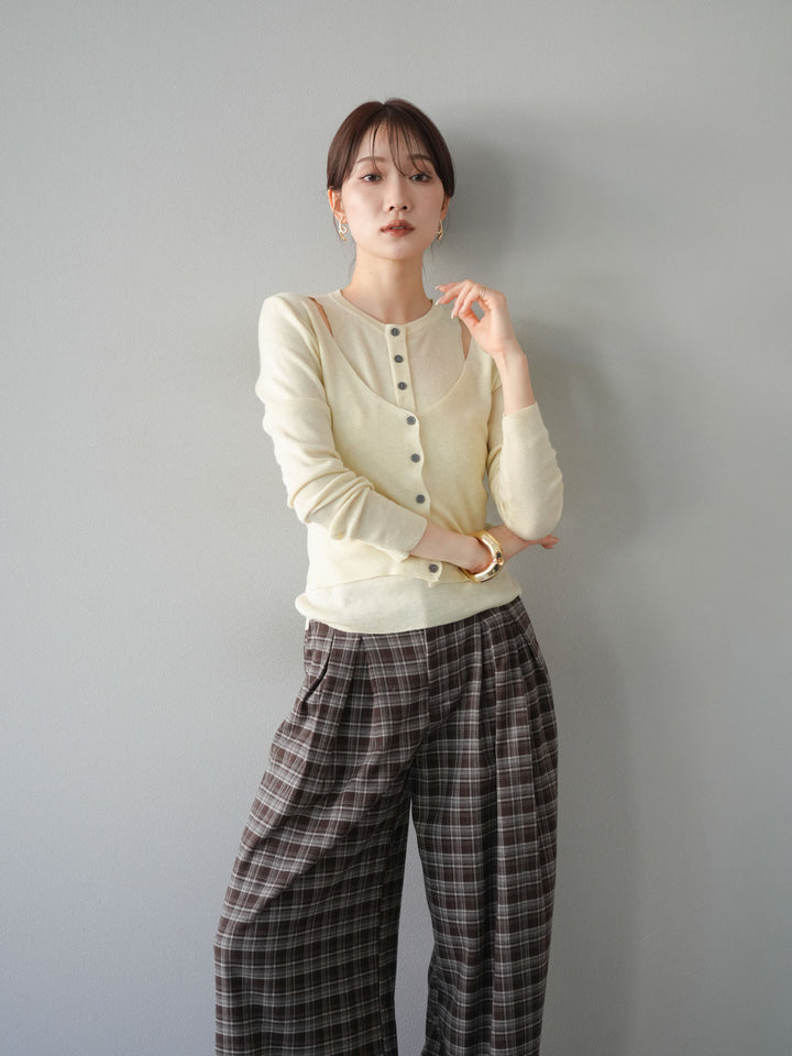 [予約]レイヤードデザインニットカーディガン/アイボリー