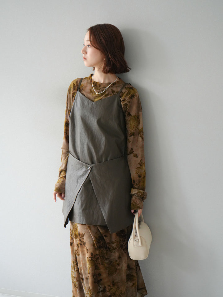 [予約]レイヤードレザーキャミソールチュニック/ブラウン