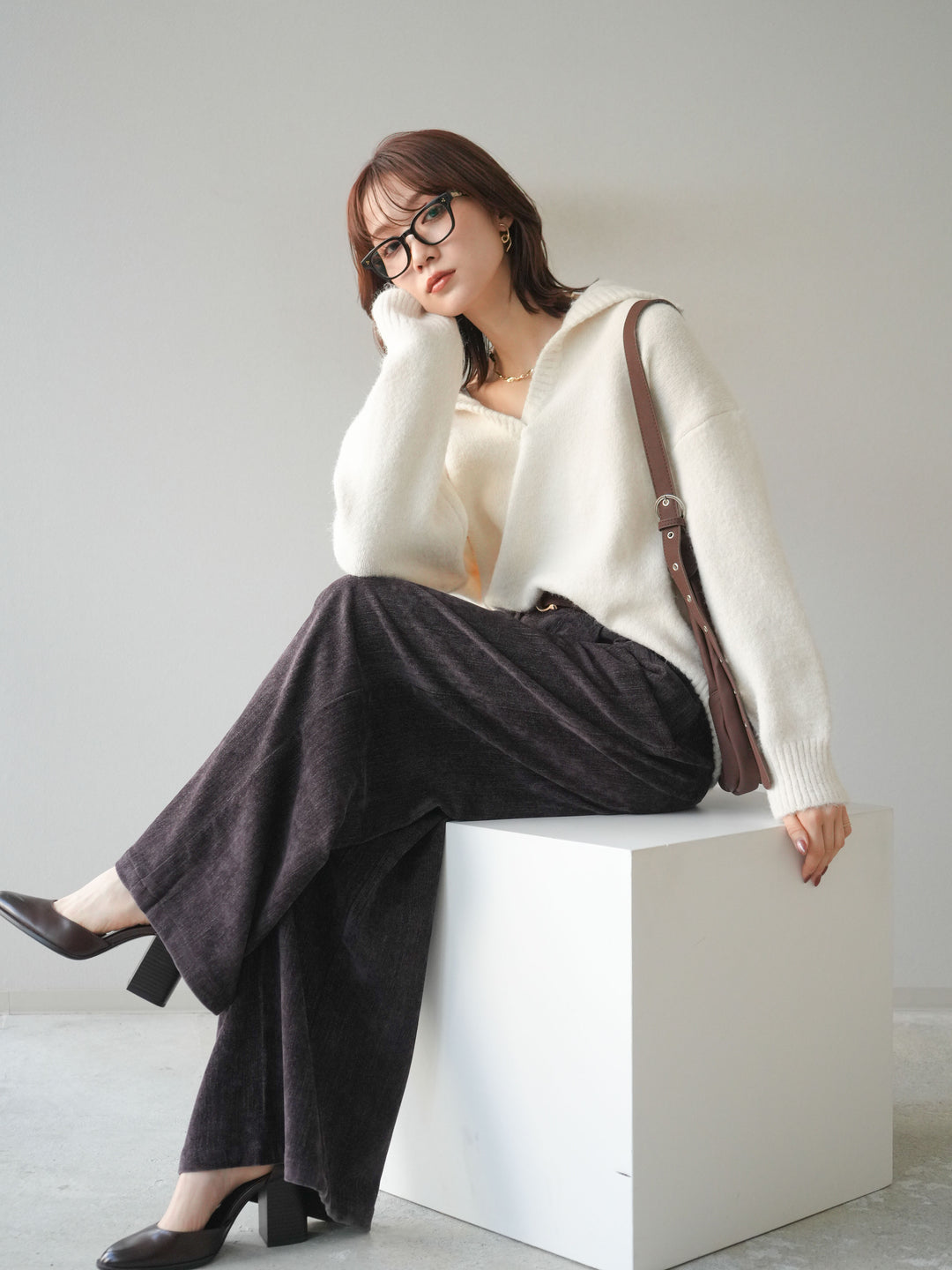 [SET]スキッパーニットプルオーバー+選べるアクセセット(2set)