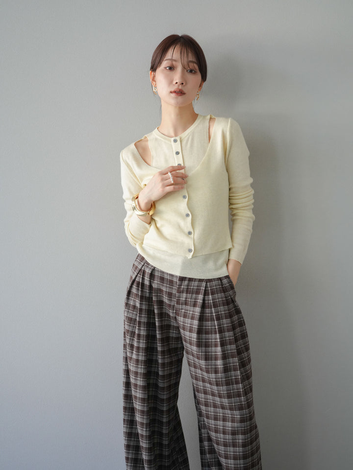 [予約]レイヤードデザインニットカーディガン/アイボリー