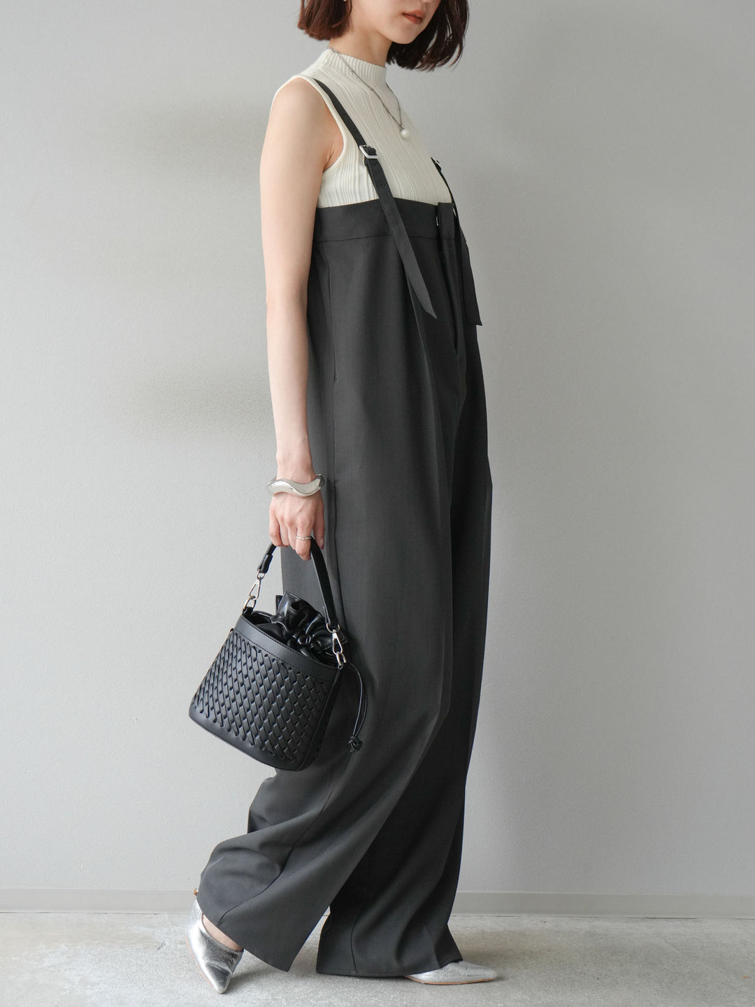 [予約]スリーブレスランダムリブニットトップス/アイボリー