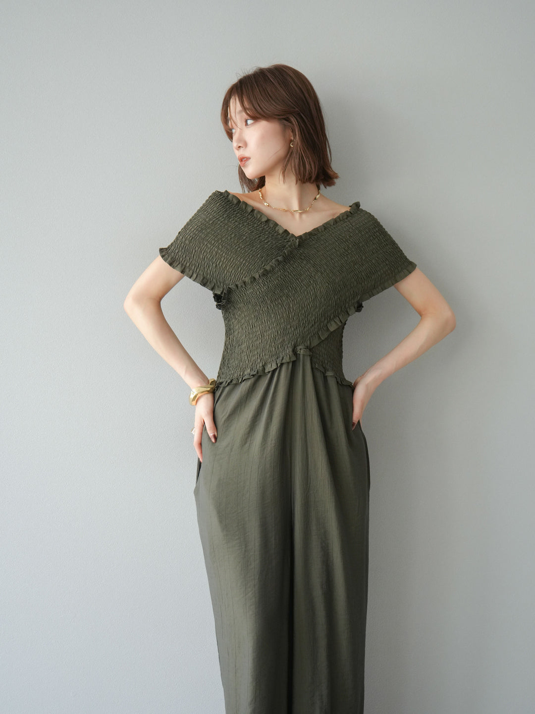 [SET]シャーリングクロスサロペット+シャーリングクロスサロペット(2set)