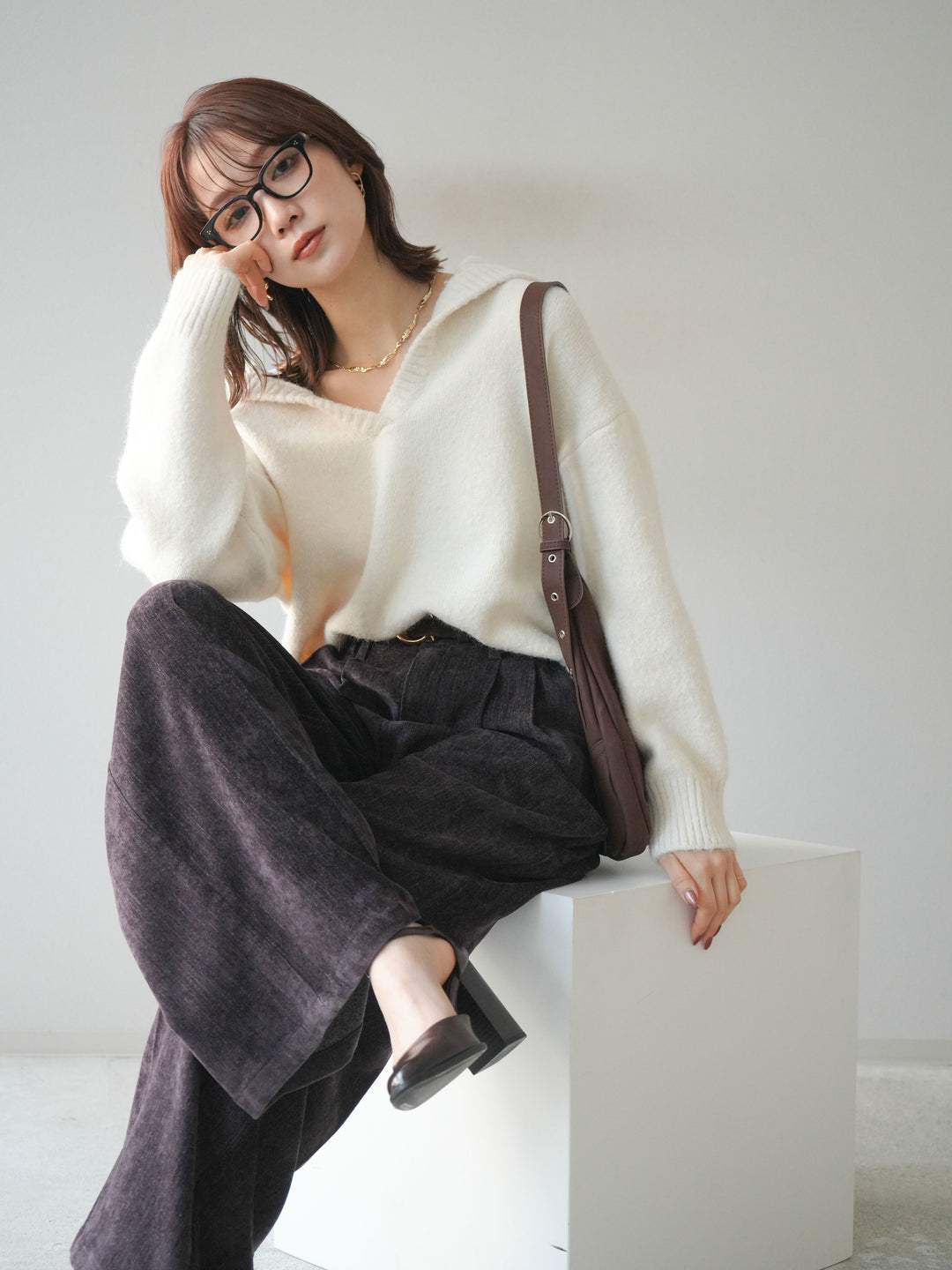 [SET]スキッパーニットプルオーバー+選べるアクセセット(2set)