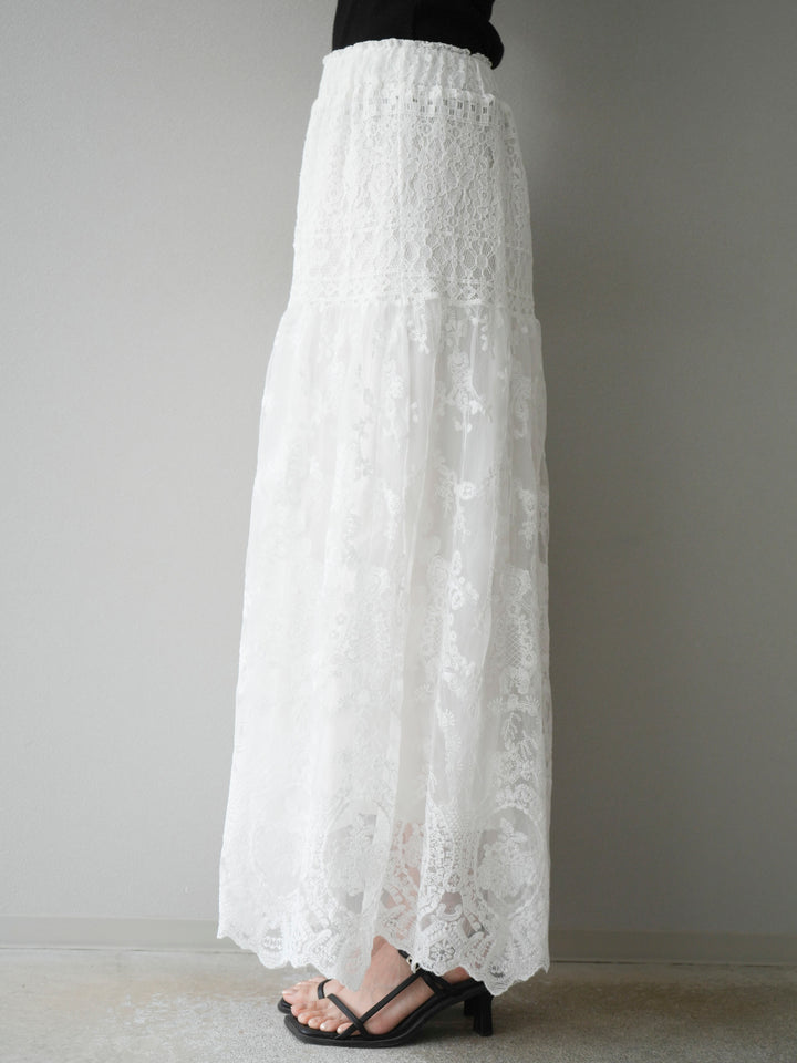 [予約]レースフレアスカート/ホワイト
