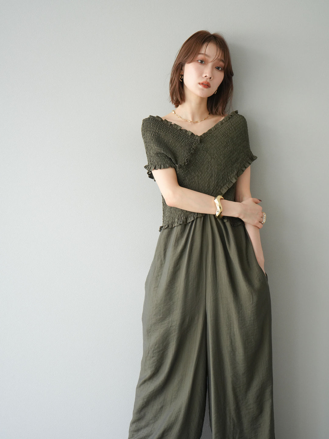 [SET]シャーリングクロスサロペット+シャーリングクロスサロペット(2set)