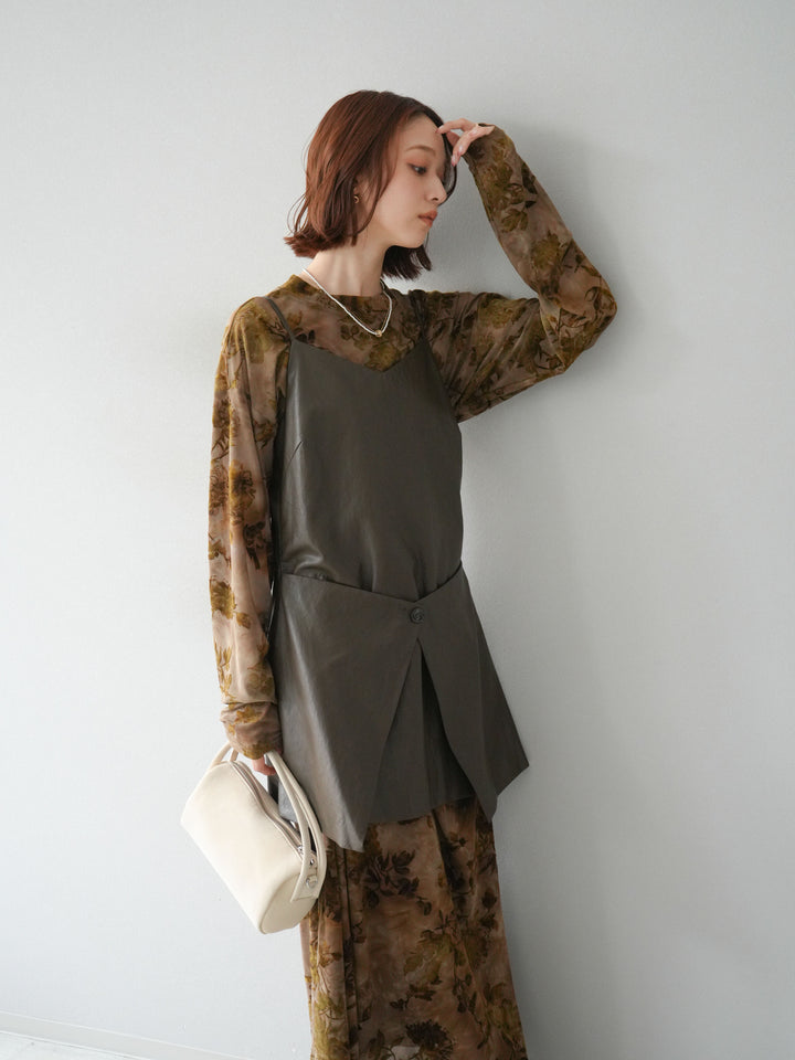 [予約]レイヤードレザーキャミソールチュニック/ブラウン