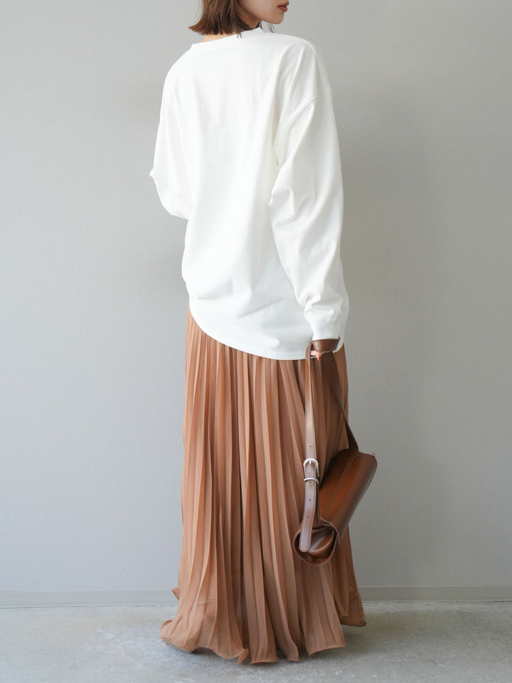 [予約]シフォンプリーツパイピングスカート/キャメル