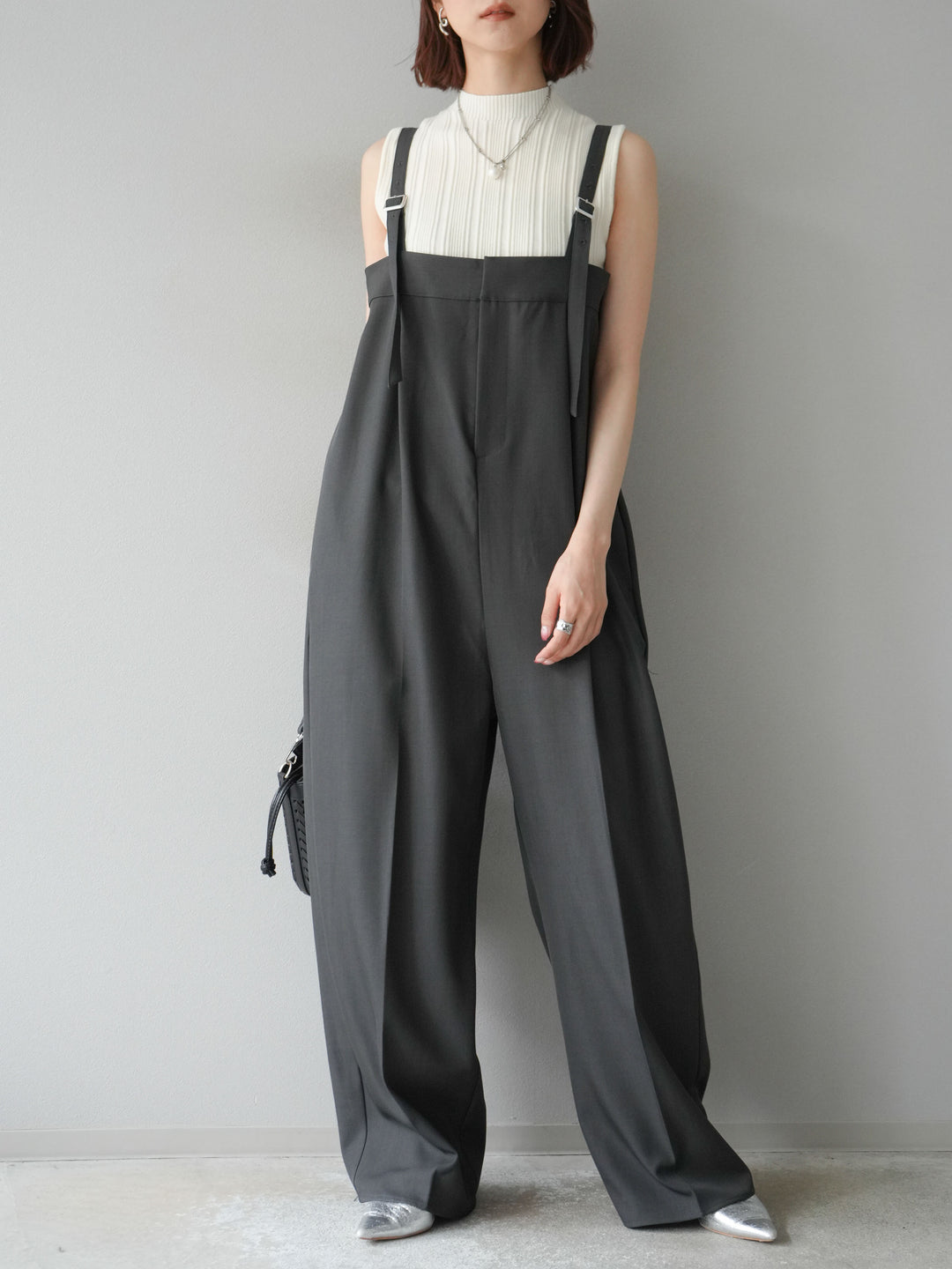 [予約]スリーブレスランダムリブニットトップス/アイボリー