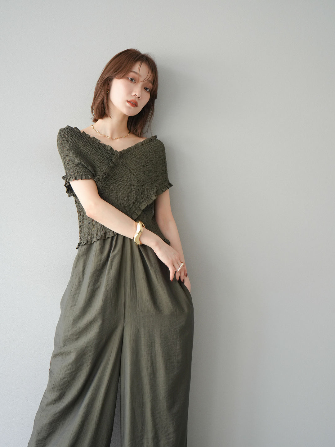 [SET]シャーリングクロスサロペット+シャーリングクロスサロペット(2set)