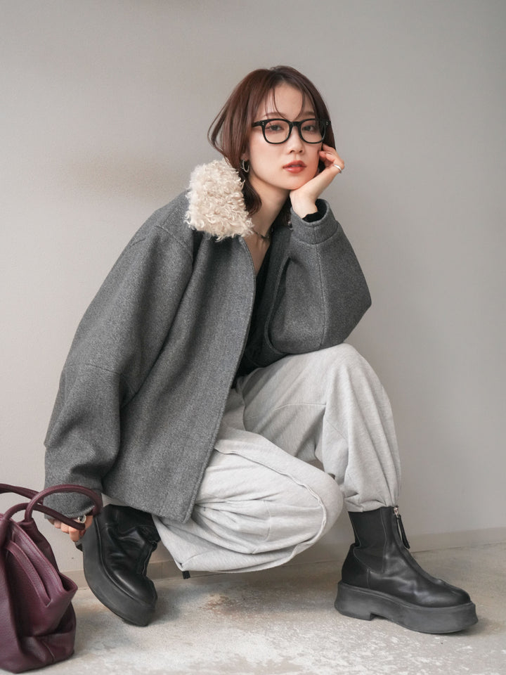 [予約]ロービングボアえりブルゾン/charcoal